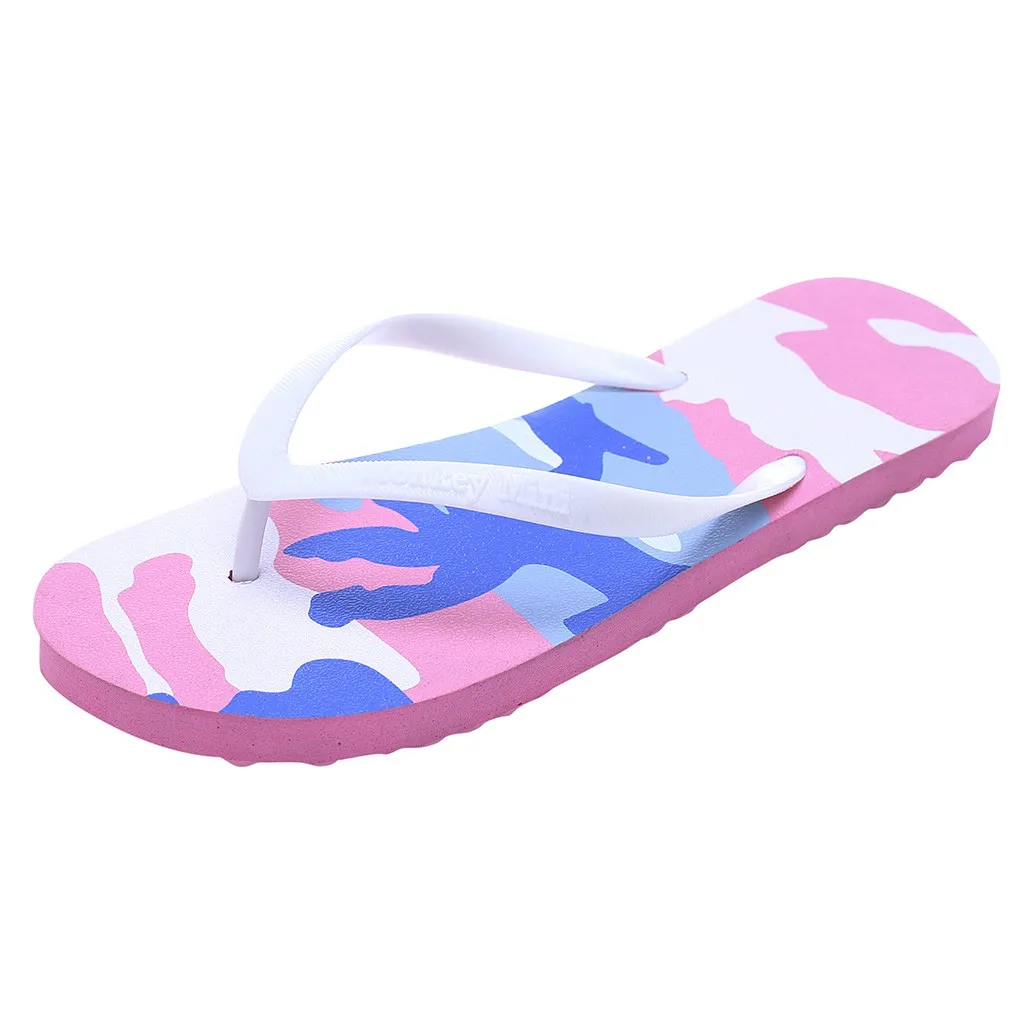 

Women's solid Summer Slipper Camouflage Beach Flip Flops Anti-slip Slipper Gilrs Casual Shoes