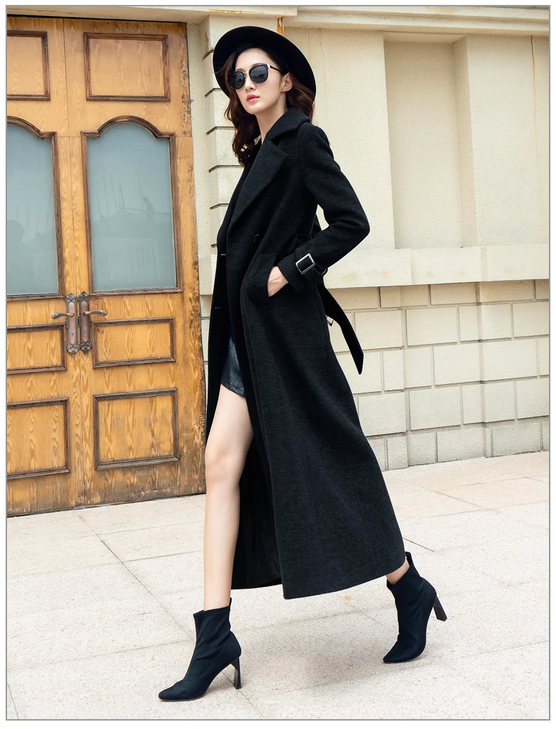 Casaco Feminino,, женское, плюс размер, осень, зима, Cassic, простое, шерсть, макси, длинное пальто, женский халат, верхняя одежда, Manteau Femme