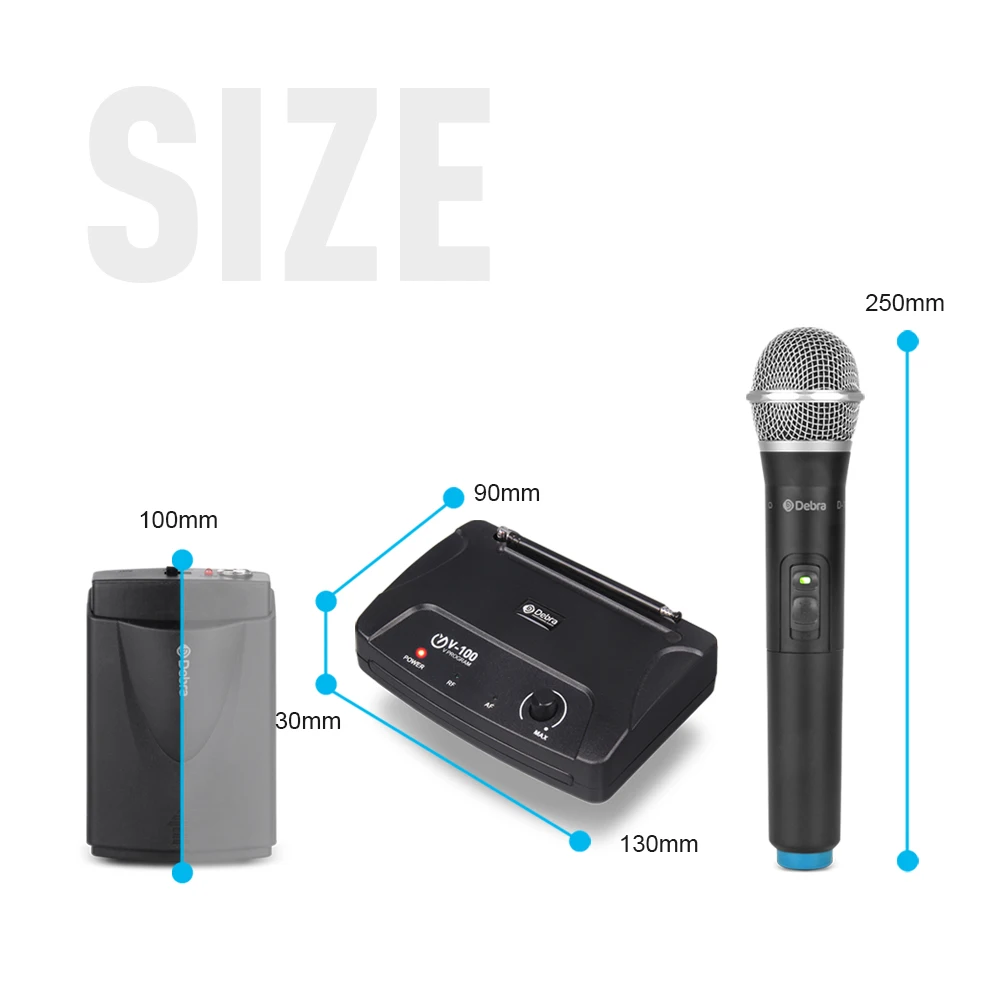Беспроводная микрофонная система Debra Audio V 100 VHF с портативным чехлом ручным или