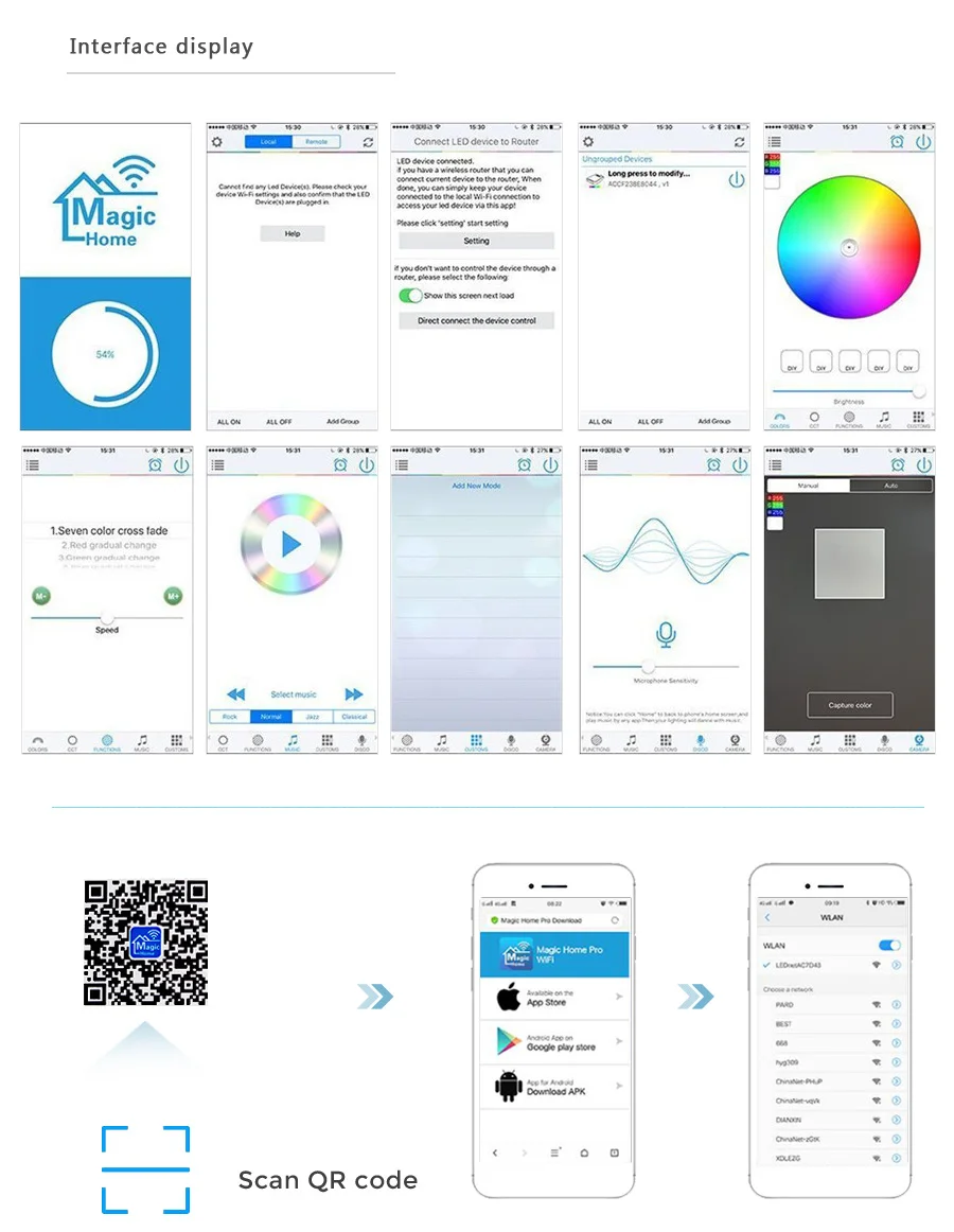 Led Strip Light 2835 SMD RGB Tape 5M 10M 15M 20M DC12V 3528 5050 Flexible RGB LED Stripe Ribbon Diode +WiFi Controller+ Adapter (4)