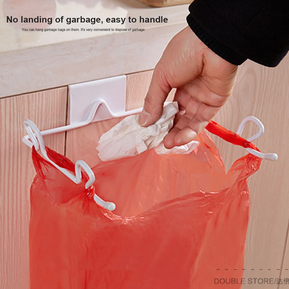 Bathroom Practical Cabinet Pantry Kitchen Cupboard Hanging Type Carbon Steel Durable Trash Bag Rack Home Storage Door Back