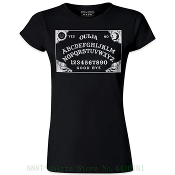 

Women's Tee Pins & Bones Women's Ouija Board Vintage Retro Black Cotton Graphic Tee Women Brand Tops Tee Harajuku Shirt