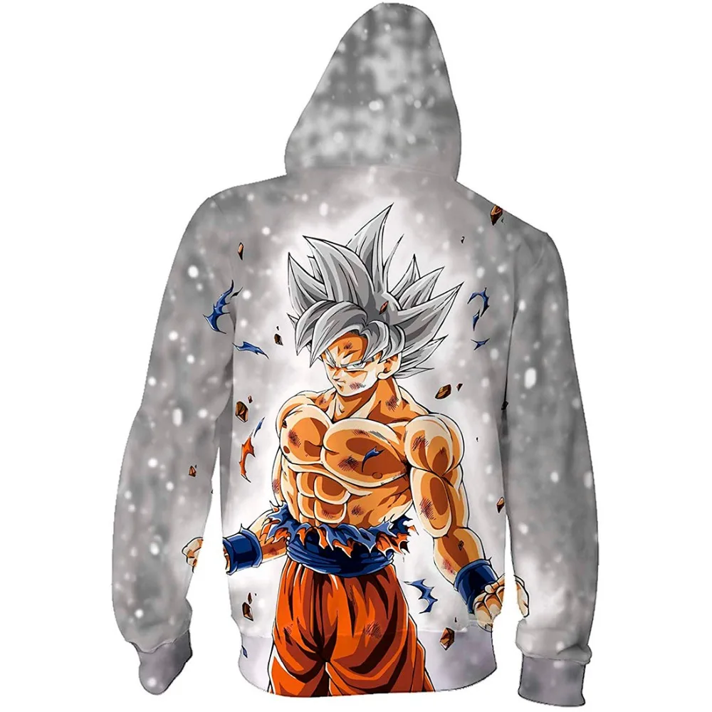 Новинка года; сезон осень-зима; толстовки с 3D принтом Dragon Ball Z Goku; толстовка с длинными рукавами; куртка-бомбер на молнии; уличная мужская толстовка с капюшоном