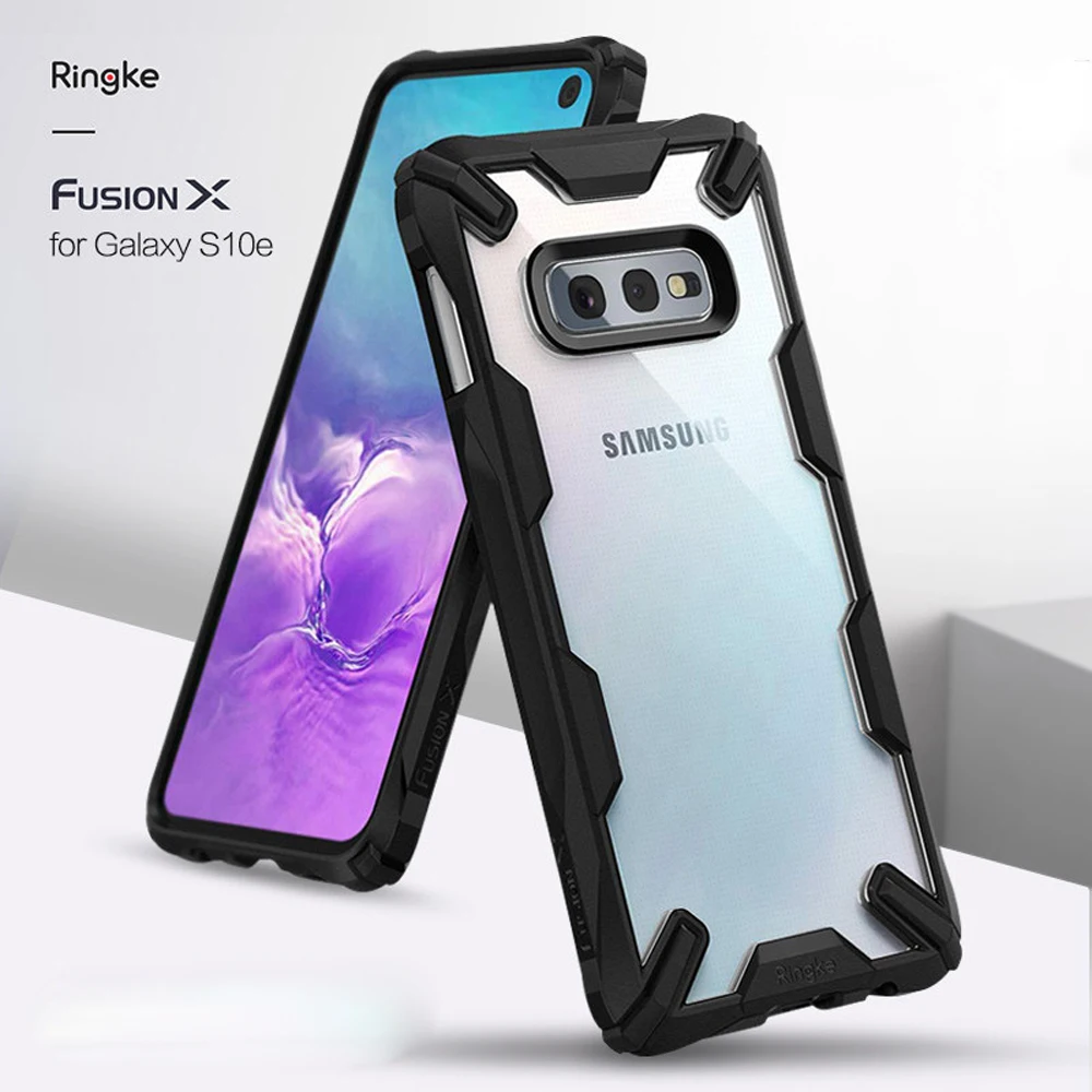 Силиконовый чехол Ringke Fusion X для Galaxy S10e гибкий ТПУ и прозрачный жесткий из