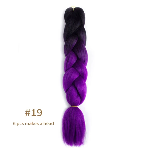 Synthetic jumb Braids Ombre Braiding Hair Extension Box Braid Hair Pink Purple Yellow Golden Colors hair 24inch kanekalons hair B19
