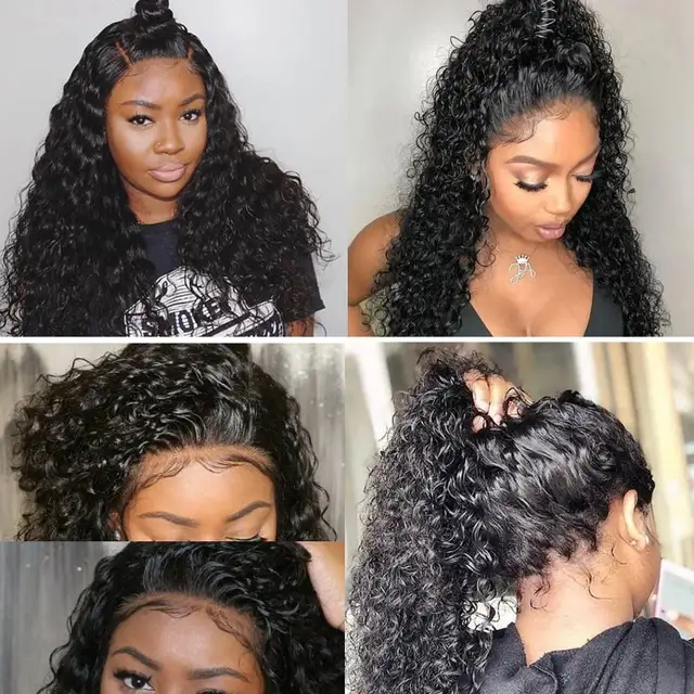 13x4 Kinky Curly Lace Front Human Hair Wigs For Black Women Brazilian Transparent Lace Frontal Wig 150%-250% Density KF Beauty U 4