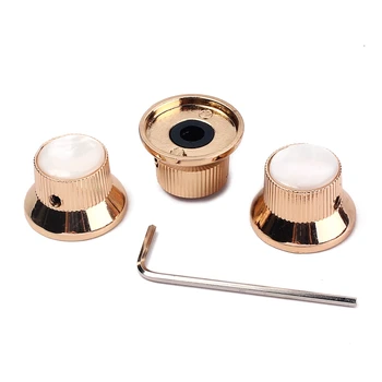 

3Pcs Gold/Shell Metal Bell Guitar/Bass Knob for 6mm Split Shaft Electric Guitar Bass Replacement Useful Guitar Accessories