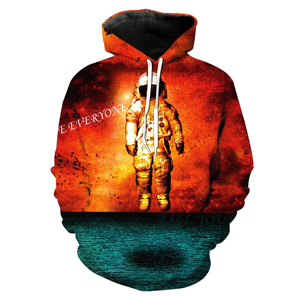 Европейские и американские импортные товары астронавты печатные с капюшоном Карман Пуловер Мужская Волна с капюшоном мужская одежда
