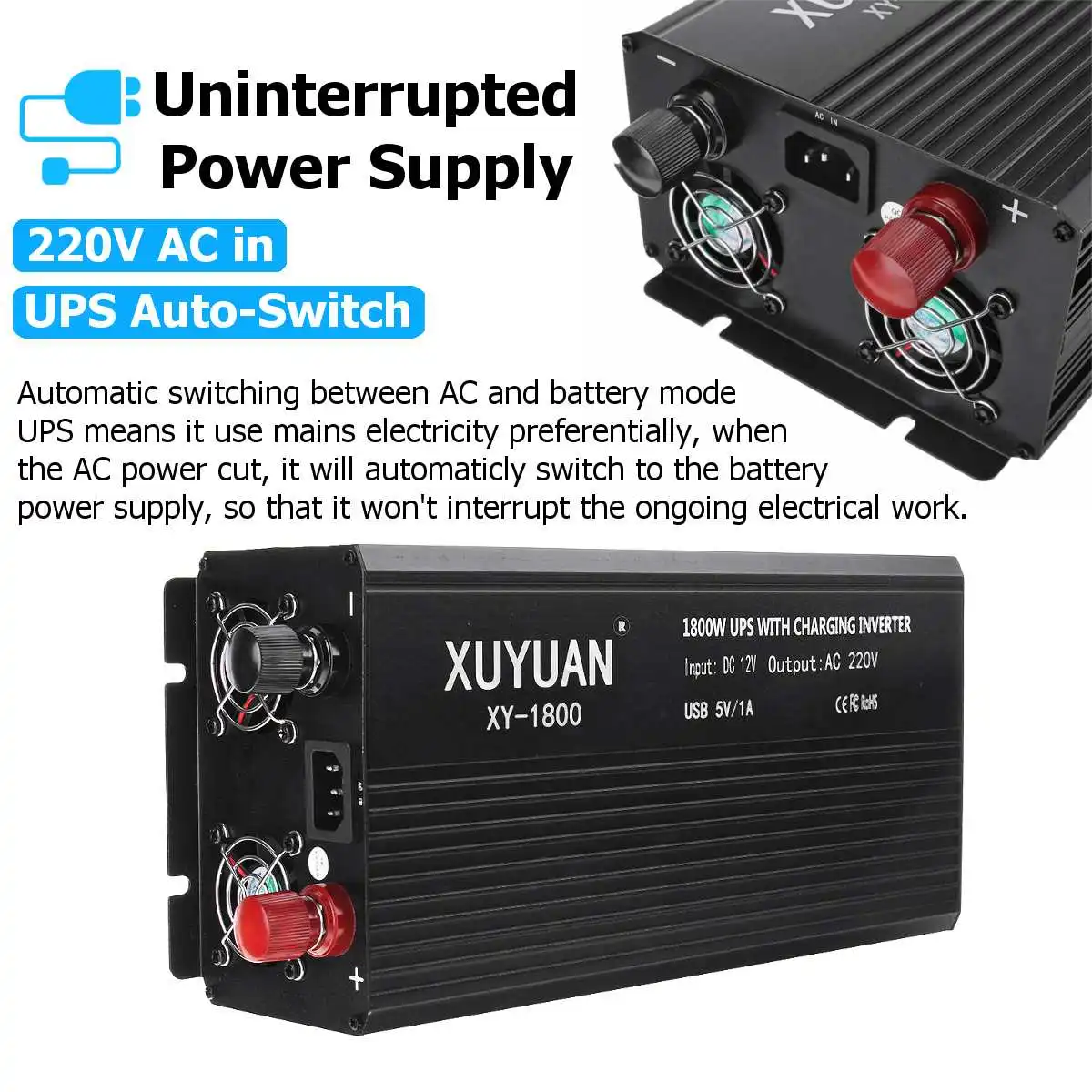 Инвертор 12V 220V 3000/4000/5000W верхушкой с UPS изменение ЖК-монитор Синусоидальная волна Дисплей сетки 12V постоянного тока до 220V Солнечный Мощность инвертор для автомобиля грузовика