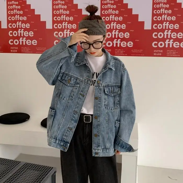 Куртка женская джинсовая Повседневная модная уличная одежда из денима Aq29
