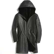 Мужское пальто из натурального меха, стрижка овец, зимнее пальто, мужская куртка из натуральной кожи, мужская куртка с капюшоном, мужская одежда Casaco 1817 YY911