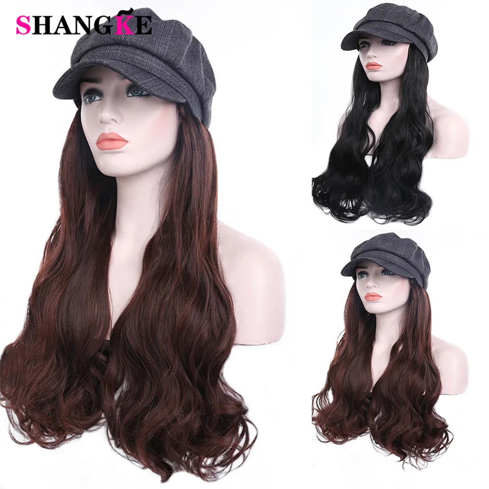 

Long natural black / brown wave natural connection synthetic High Temperature cap wig adjustable for Woman