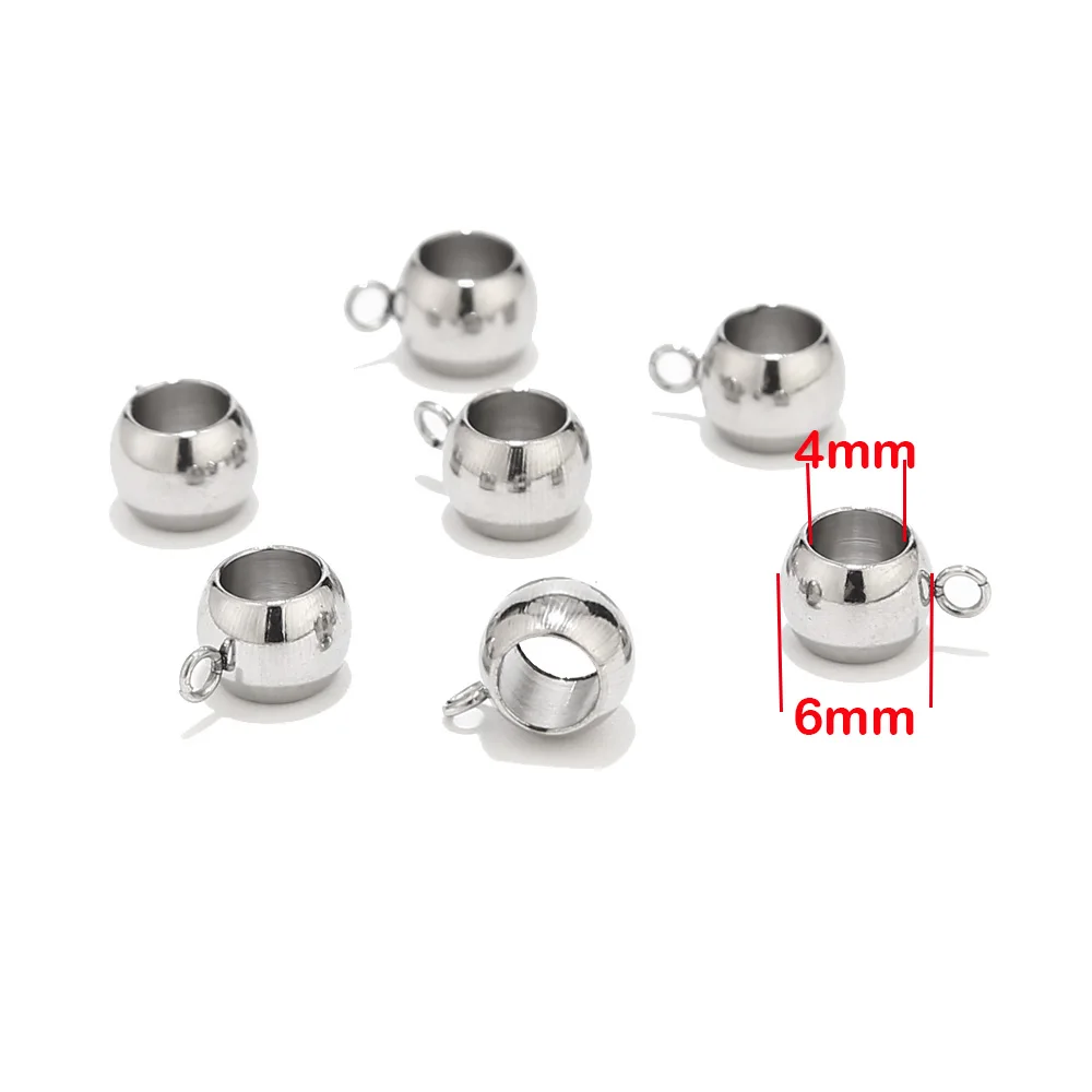 6mmx4mm 40 шт./лот, 8 мм, ассорти, большое отверстие, Висячие Подвески, бусины, трубка с петлей, нержавеющая сталь, золотой тон, разделители для браслетов-шармов - Цвет: 6mmx4mm