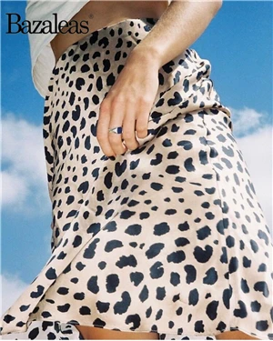 100 silk Leopard Прямая винтажная Высокая талия шелковые женские юбки с леопардовым принтом женская пикантная юбка средней длины тонкая юбка Повседневная - Цвет: 100 silk Leopard