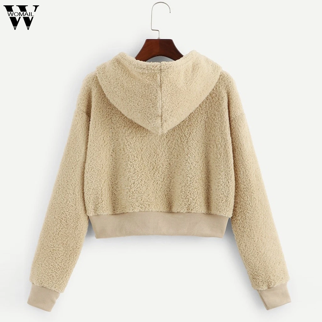 Womail свитшоты Женские повседневные однотонные пушистые на завязках ...