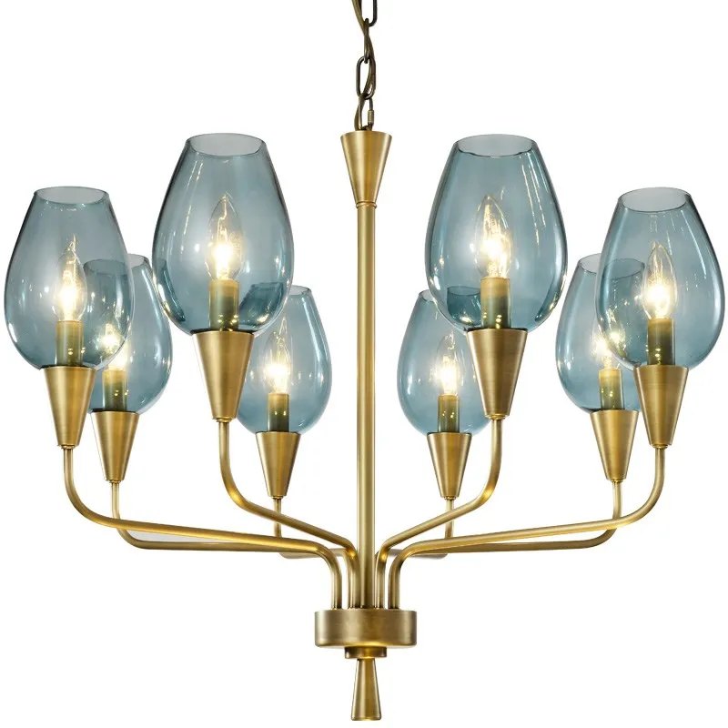 Европейская роскошная медная светодиодная люстра E14 потолочная лампа с