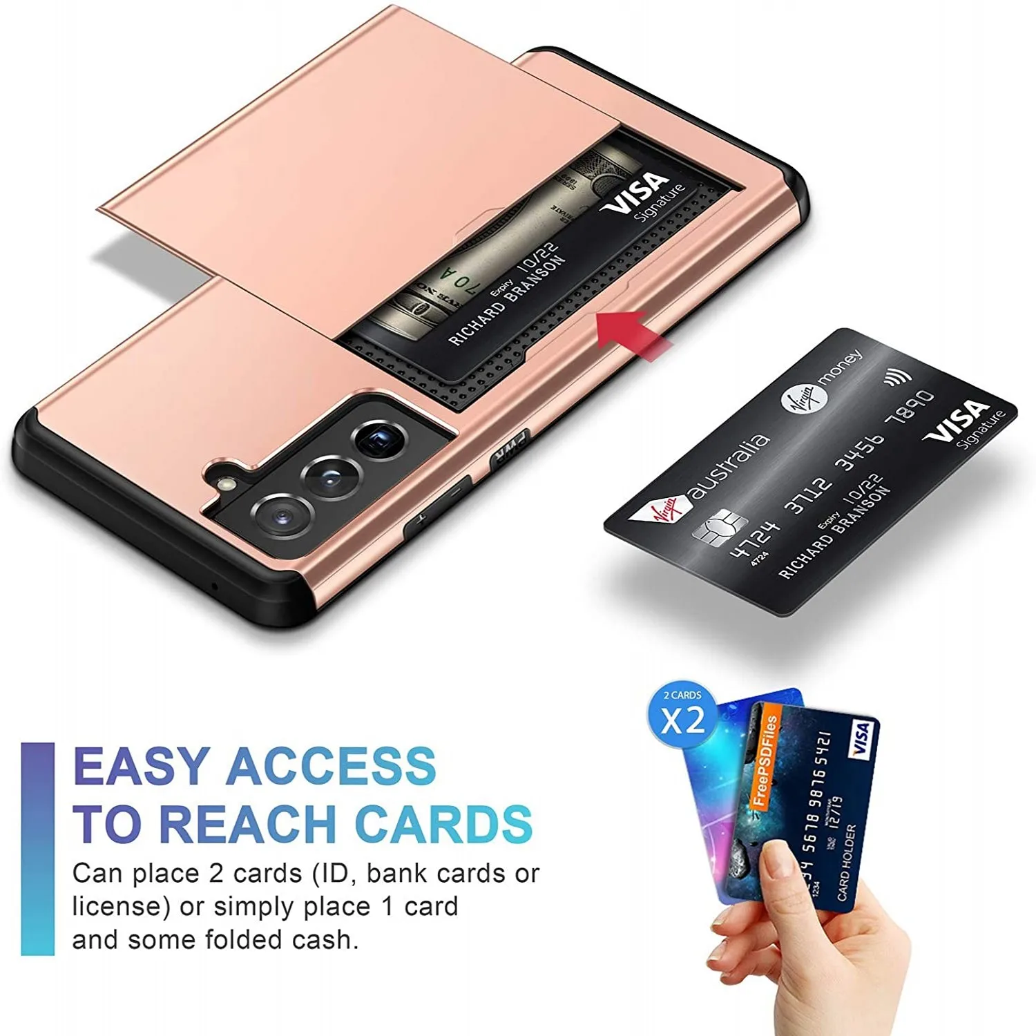 Deluxe Wallet Case with Card Slot and Hidden Armor Cover