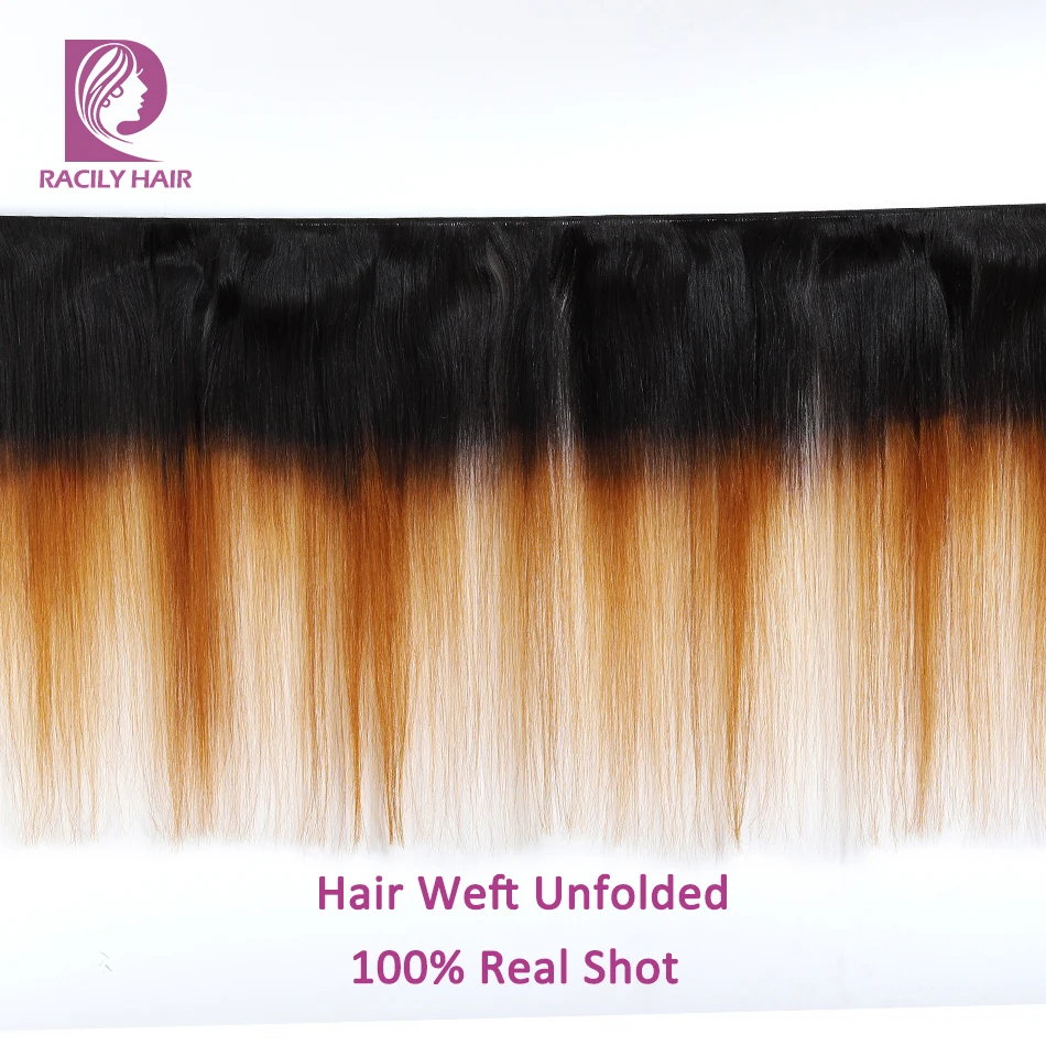 Racily Hair T1B/30, перуанские прямые волосы Remy, человеческие волосы, 3/4 пряди с закрытием, коричневые волосы с эффектом омбре, вплетаемые пряди с закрытием