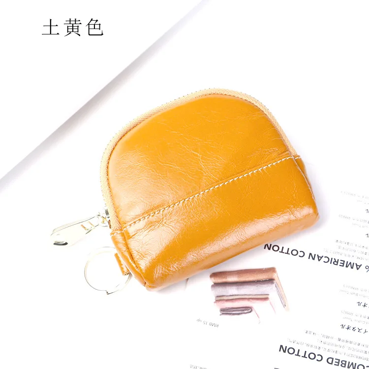 Кожаный клатч женская многофункциональная сумка для монет креативная сумка для хранения ключей на молнии - Цвет: Oil skin  yellow