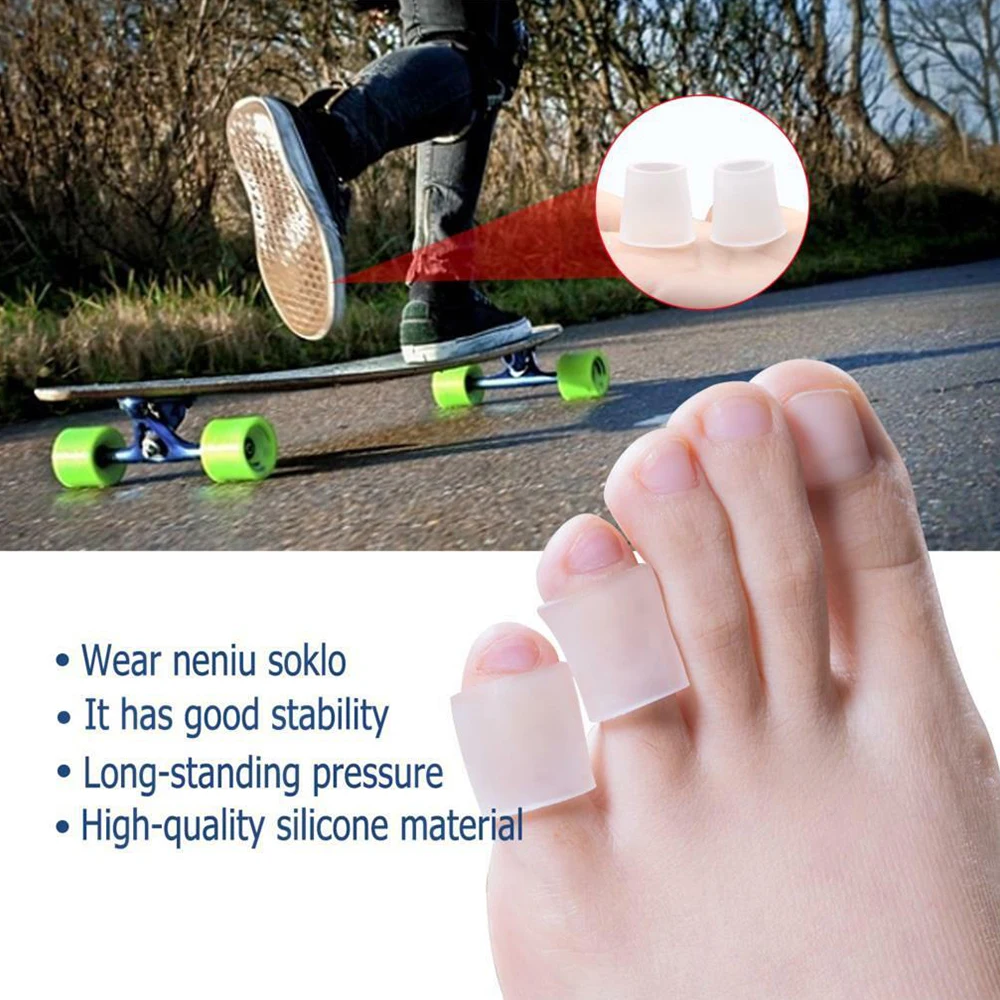 6Pcs Transparent Gel Fingers Protector Corn Corrector Hammer Toe Separator Orthotic Silicone Gel Toe Tube Separation Protection