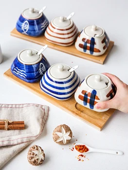 

Japanese Seasoning Box Jar Seasoning Jar Salt Shaker Kitchen Salt MSG Seasoning Storage Box Combination Set