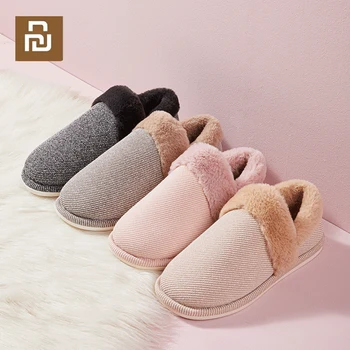 

Youpin Home Household Shoes Winter Thick Fur Fluff Slippers Shoes Warm Indoor Shoes Anti-slip Noiseless For Men Women Couples