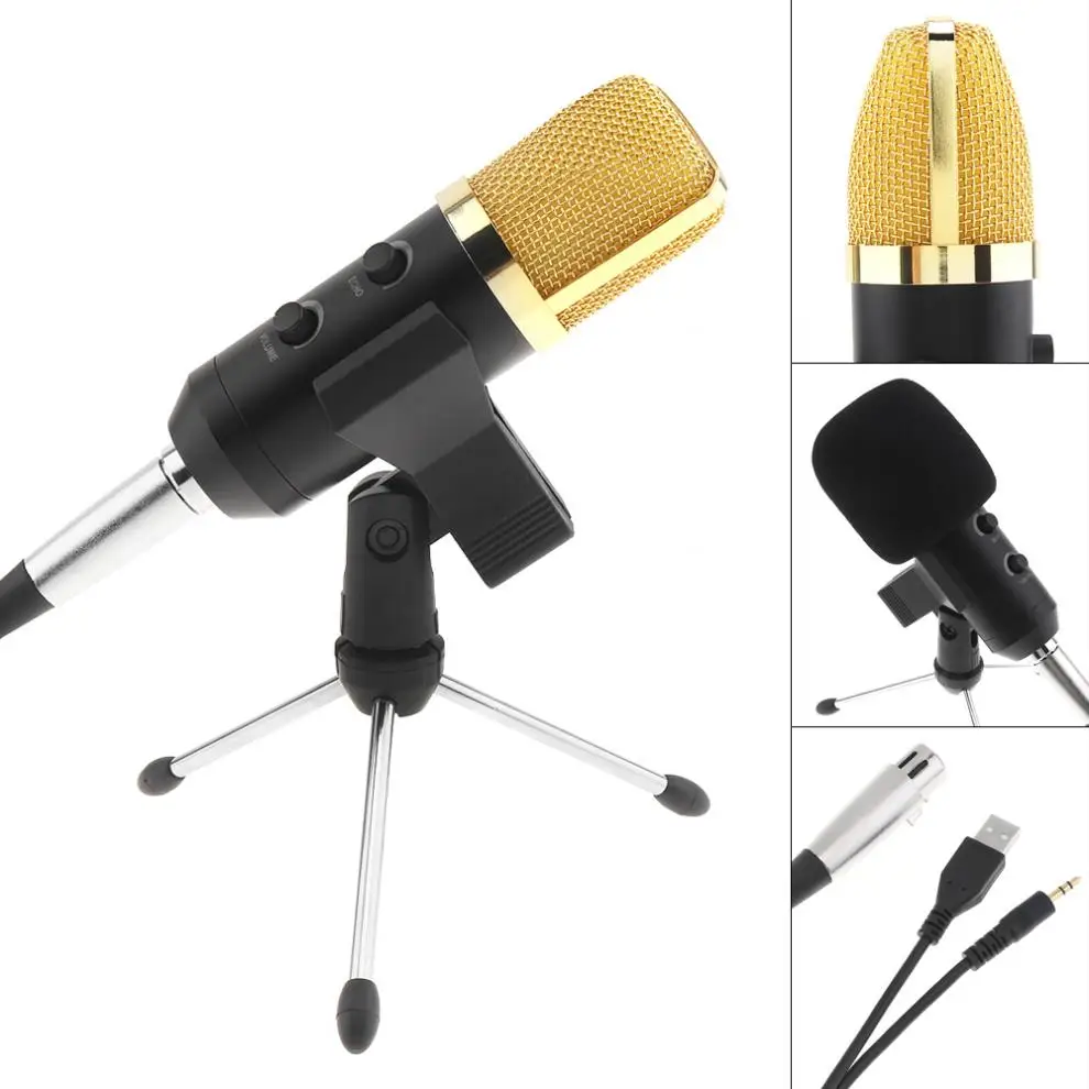 USB микрофон Студийный профессиональный конденсаторный проводной компьютерный микрофон с подставкой для караоке/видео/записи ПК