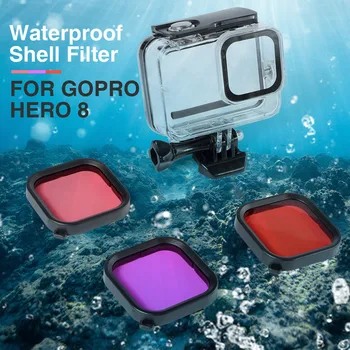 

Gosear 1PCS Waterproof Diving Underwater Case Shell Housing with Base Long Screw + 3PCS Filters Lens for GoPro Hero 8 Camera