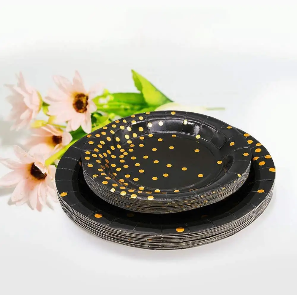 32pc High Quality Hot Stamping Disposable Tableware Set Plate/Napkin/Cup Adult Happy Birthday Party Decor Kids Wedding Birthday