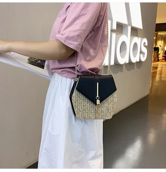

Multi-style Straw + Leather Handbags Ladies Summer Rattan Tote Hand-woven Beach Round Boho Shoulder Bag