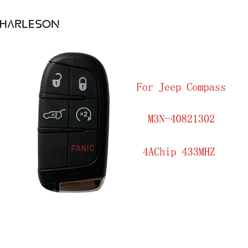 Aftermarket 5 Buttons Smart Remote Control Key 433mhz 4A Chip Keyless SIP22 Blade for Jeep  Compass M3N-40821302 kigoauto m3n a2c31243800 remote smart prox key case shell 164 r8109 for ford fusion explorer escape mustang expedition 4 buttons