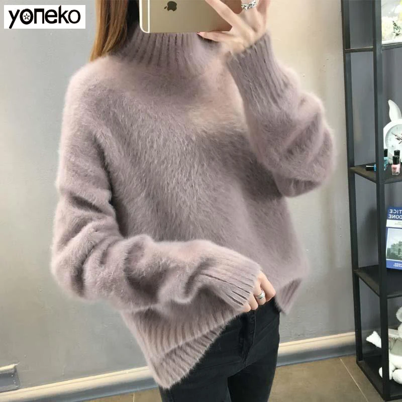 

Yoneko Turtleneck Warm Mohair Pullover Sweater Women 2020 Autumn Winter clothes women Loose Jumper Robe Pull Femme Hiver Sweater