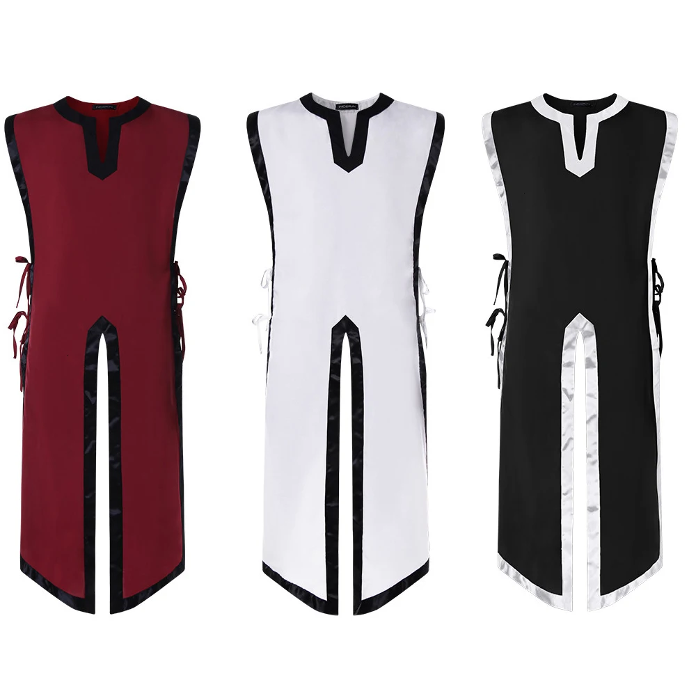 

Medieval Knight Templar Coats Male Robes Tunic Tops Halloween Stage Cosplay Costumes Men 18th Century Medieval Period Party Vest