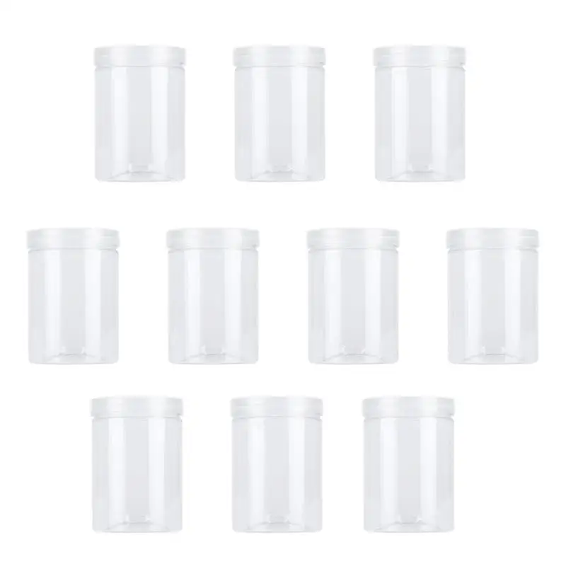 10 шт. прозрачная пластиковая банка для кухни, контейнер для хранения продуктов, герметичная банка с крышкой для кофейных зерен, орехов