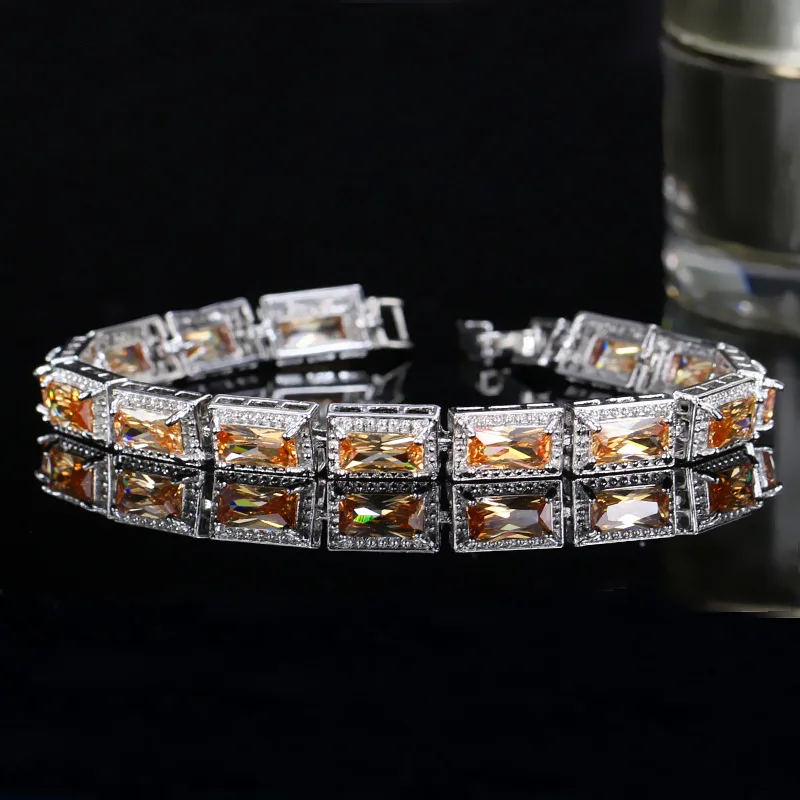 Champagne Wong Rain, богемные, 925 пробы, серебро, создан Муассанит, аметист, драгоценный камень, браслет, очаровательный браслет, хорошее ювелирное изделие - Цвет камня: Champagne