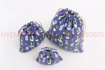 

1Set(3Pcs) Drawstring Cotton Linen Drawstring Gift Bags Sacks Candy Bags Wedding Favors Holder Bag Jewelry Packaging bag