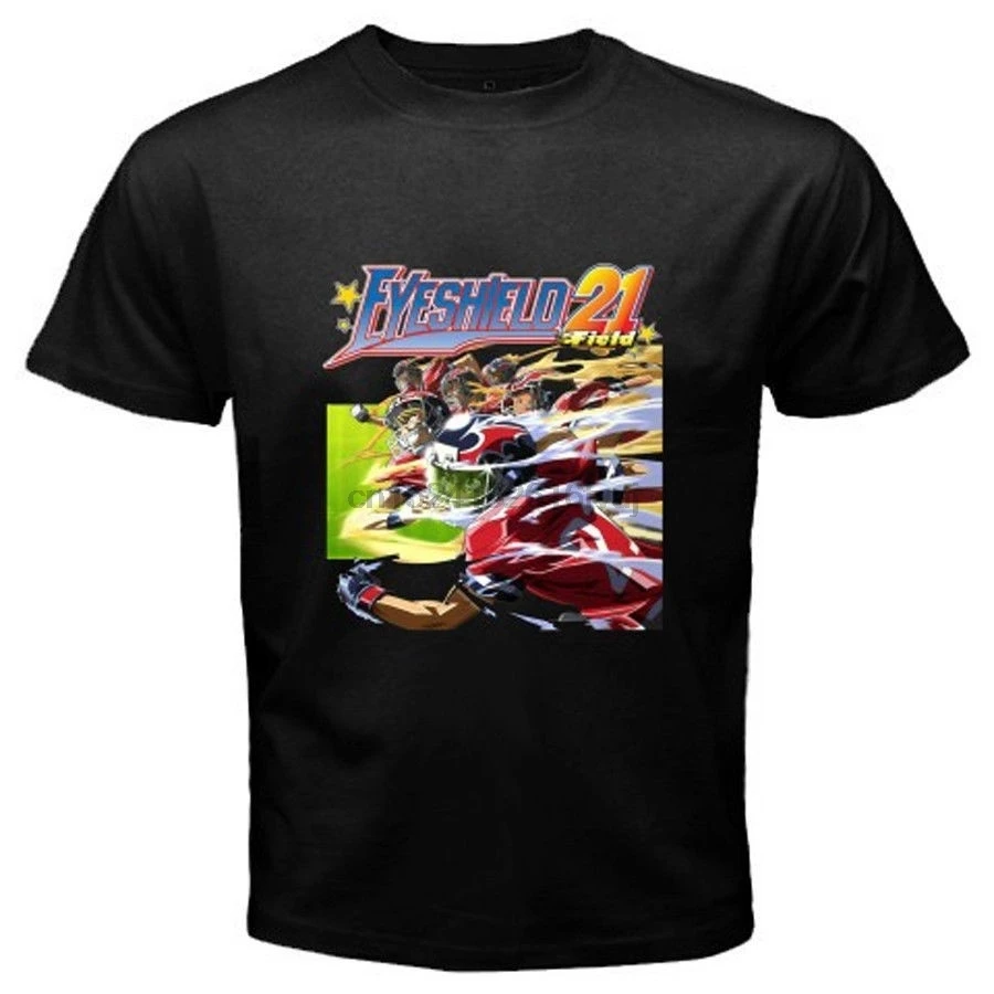 Новый EYESHIELD 21 Американский футбол аниме мультфильм Мужчины #39s черная футболка