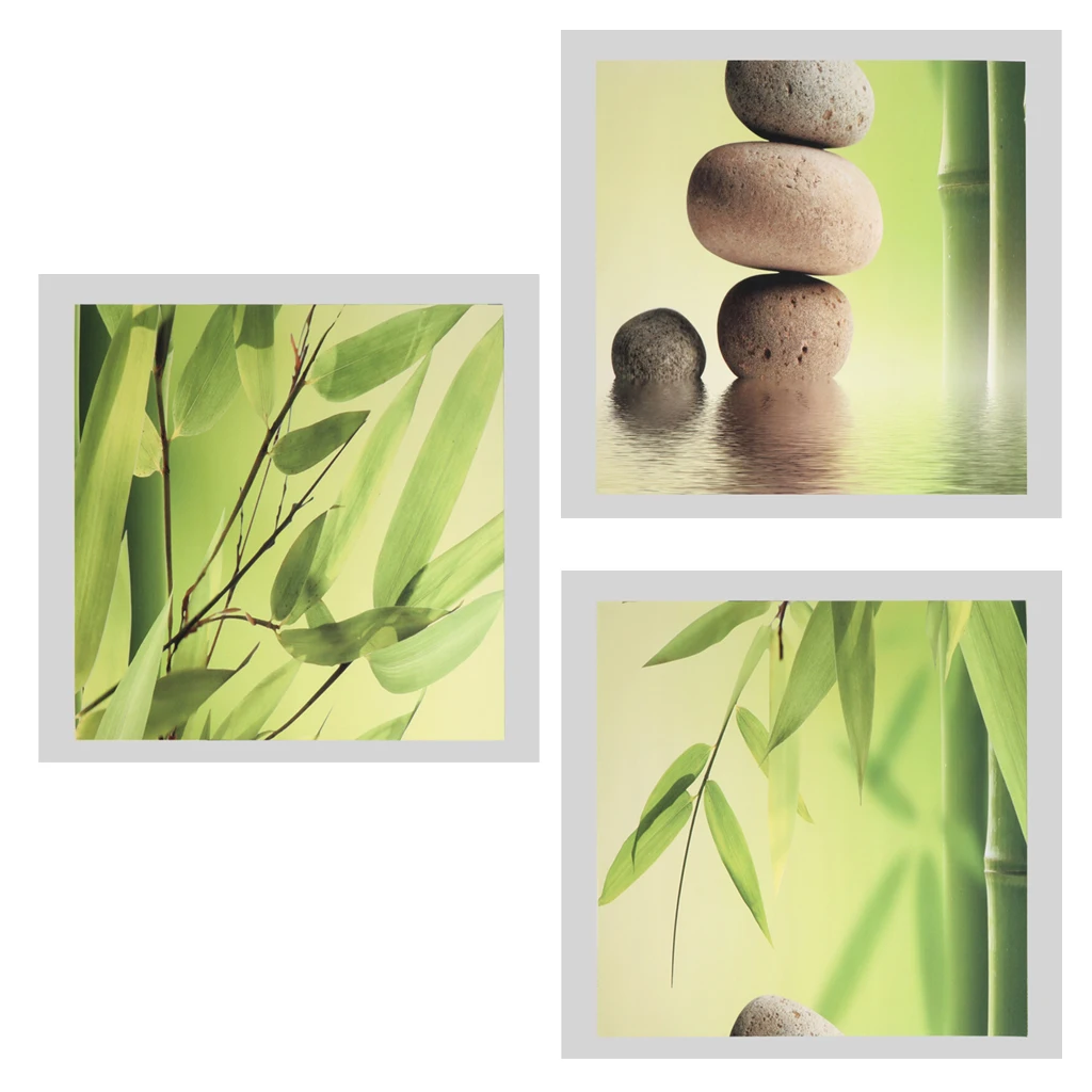 3Pcs Modern Art Oil Painting Canvas Picture Bamboo Wall Home Decor 40x40cm No Frame