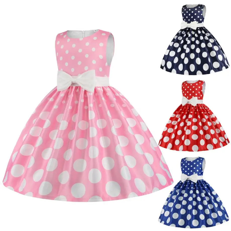 Toddler Kids Polka Dot Princess Dresses  For Brithday Wedding Clothes Baby Girls Christmas Vestidos Dresses Children Clothing