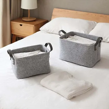 

Practical Felt Storage Baskets Folding Toy Laundry Basket Dirty Clothes Hamper Toy Holder Storage Bag Home Organizer Container