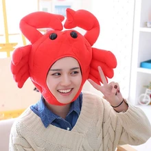 Красная шляпа-краб тайяки шапки Косплей костюмы реквизит аксессуары плюшевая голова причудливая Кепка сфотографировать держать тепло мягкие игрушки