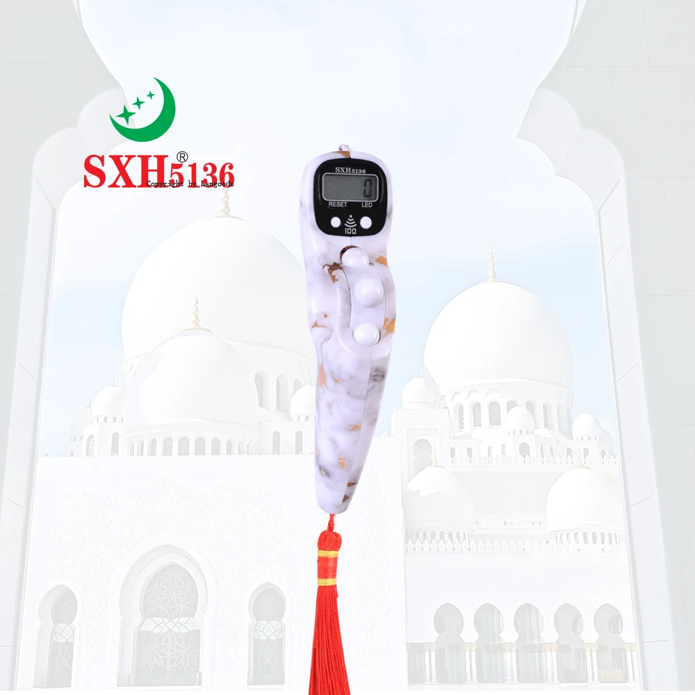 Hand Tally Counter SXH5136 Marble Color Electronics LED Beep Sound Digital Tasbih Beads Rosary