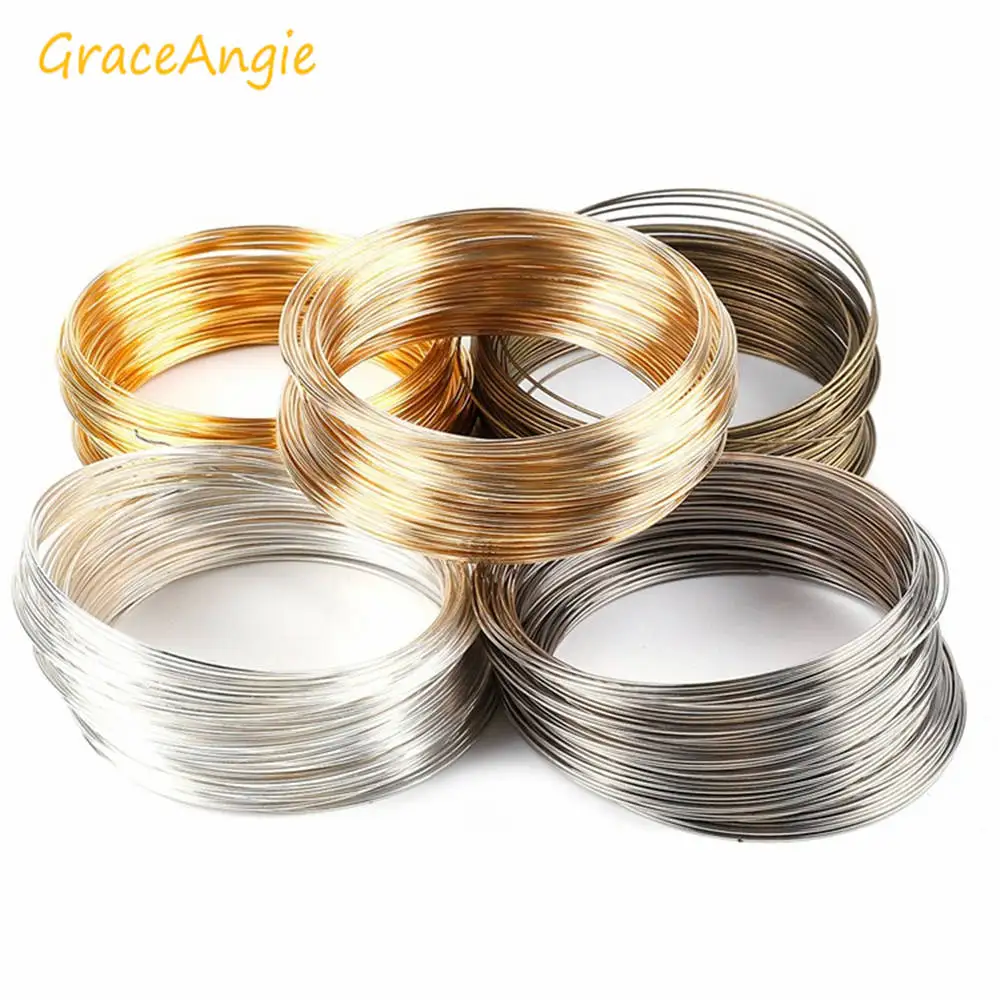 GraceAngie 100 круги/лот Золото из сплава серебряного цвета памяти стальной проволоки для браслетов ожерелье кольца изготовление ручной работы аксессуар