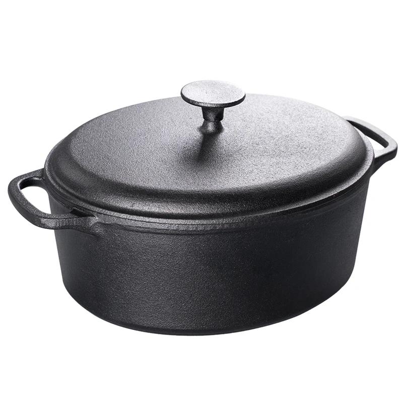 Cast Iron Stew Soup Pot Thickening Deepening Elliptical Saucepan