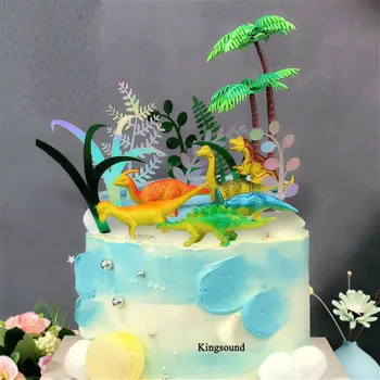 

children kids jungle party decoration supplies forest wild animal model toys dinosaur birthday cake topper cake birthday gift