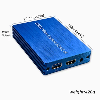 

4K HDMI Game Recorder Box Out Graphics Capture Card Video Record Box 1080P Game Live Streaming Video Recorder Mic In Audio Out