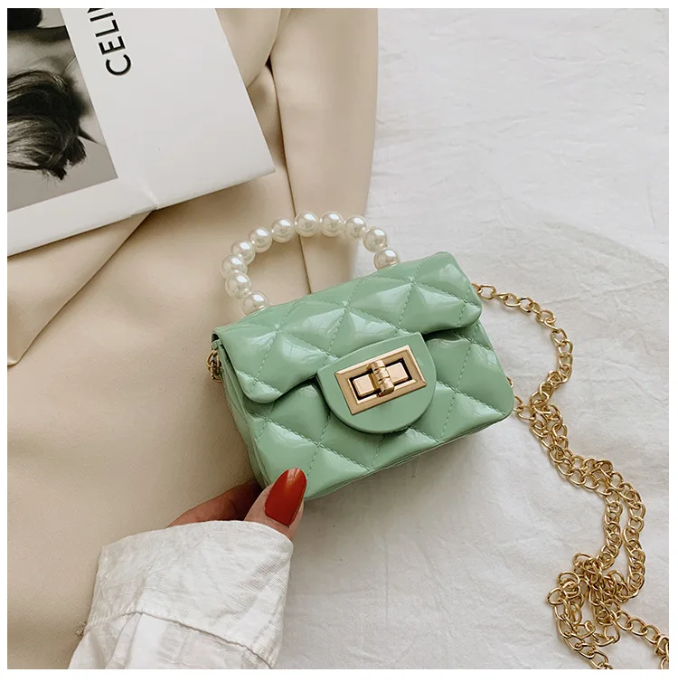 Dikaril Women Mini Handbag New Elegant Shoulder Messenger Portable Chain Bag Girl Cute Bag Pearl Crossbody Rhombus Small Bags