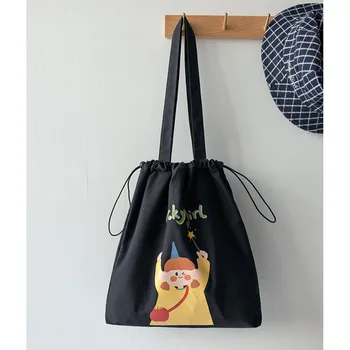 

Women's Canvas Shoulder Bag Korean Students Shopping Bag Cotton Cloth Tote Bags for Women 2020 Literary Eco Reusable Shopper Bag
