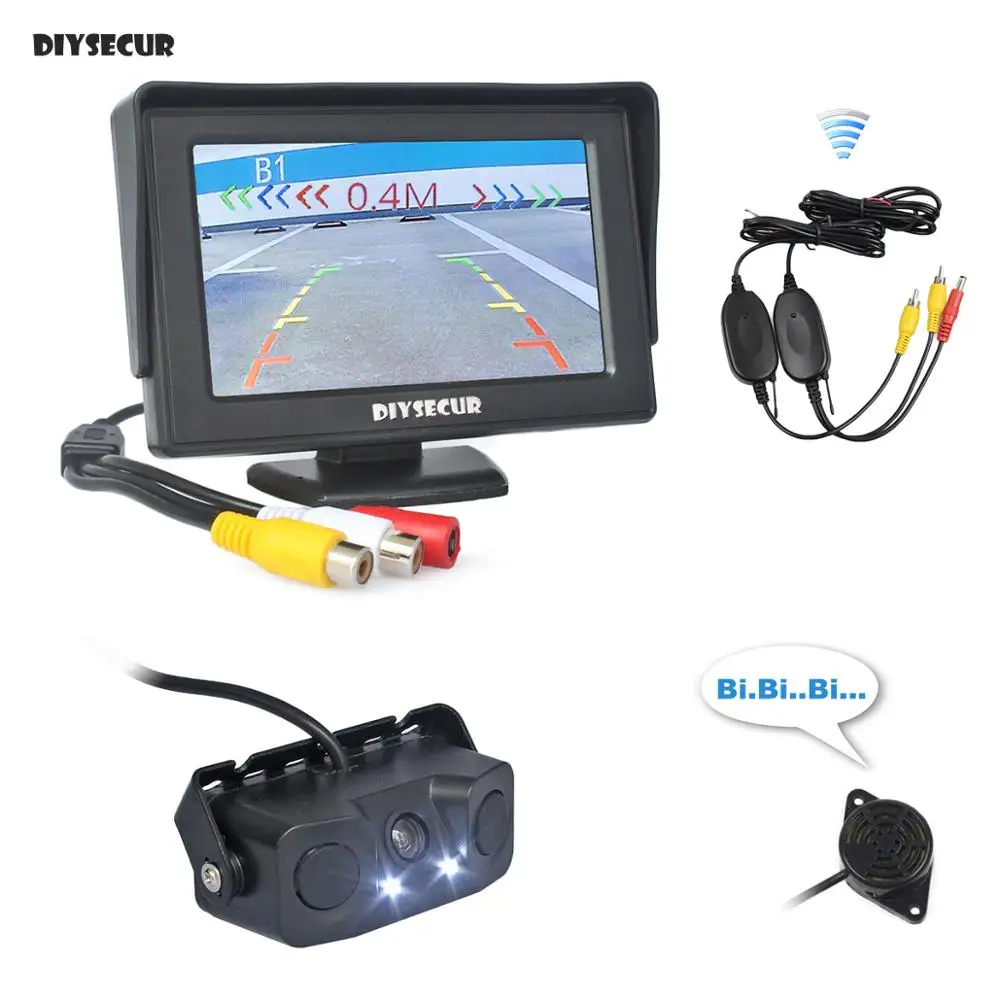 DIYSECUR беспроводной 4 3 &quotцветной TFT ЖК монитор автомобиля + Водонепроницаемый
