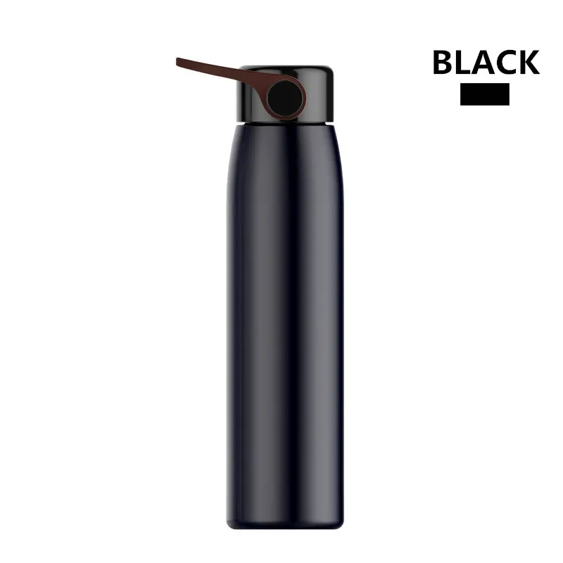 Bpa-Free Mini 320 мл напольная для велосипеда кружка-термос, 18/8 переносная ручка из нержавеющей стали крышка термос бутылка для воды - Цвет: Черный